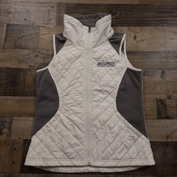 Columbia Quilted Fleece-Lined Vest Women’s Medium White Gray Outdoor Layer - Picture 1 of 12